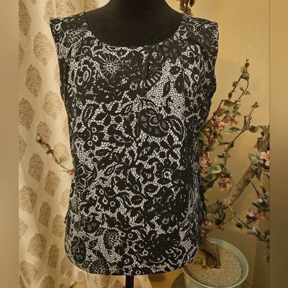 Calvin Klein Tops - Calvin Klein: Black and Gray Lace Blouse